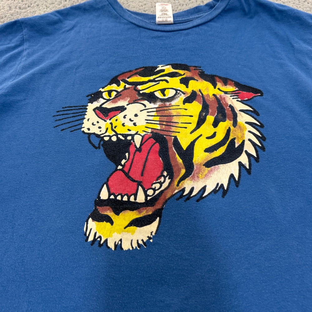 Ed Hardy Christian Audigier T-Shirt Mens XL Blue Tiger Tattoo Graphic - Picture 3 of 11